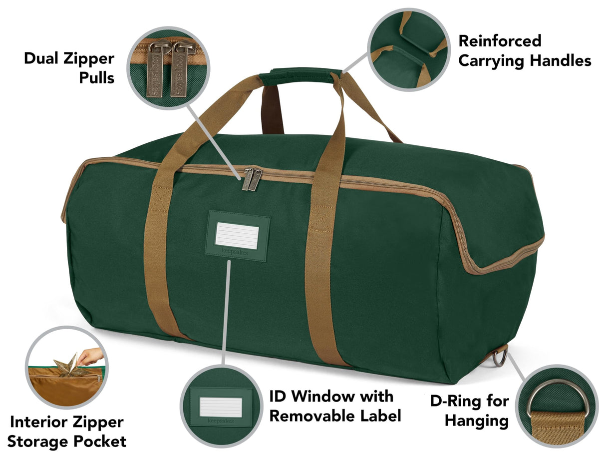 Covermates Keepsakes Garland Duffle Bag - Durable Polyester, Reinforced Handles, Fits up to 25 Foot Garland Depending on Thickness - Holiday Storage, Green Covermates