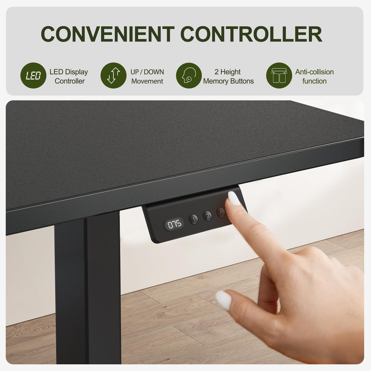 BANTI 63" L Shaped Standing Desk, Adjustable Corner Standing Desk L Shape, L-Shaped Adjustable Desk with Splice Board, L Shape Standing Desk, Black BANTI