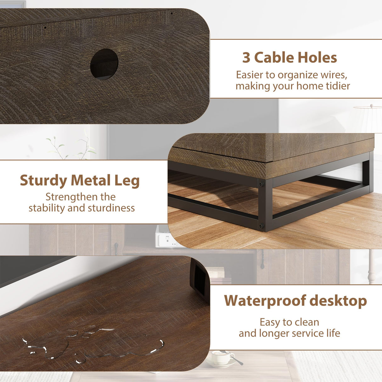 GarveeHome Farmhouse TV Stand for 75 in, Walnut Entertainment Center with Sturdy Metal Leg & Adjustable Shelves, Wooden TV & Media Console Cabinet for Living Room Bedroom GarveeHome