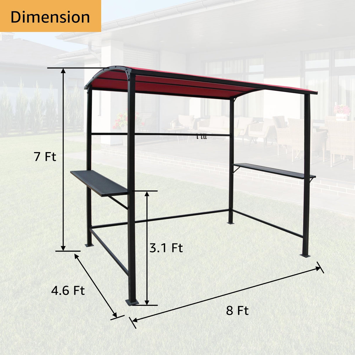 Outdoor 5 ft. x 8 ft. Steel Frame Grill Gazebo Canopy Barbecue Shelter Dark Red Overstock