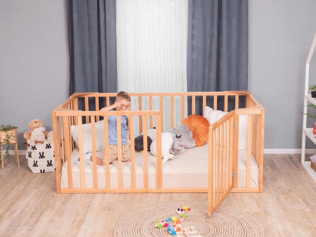BUSYWOOD Montessori Floor Bed with Rails - Kids Bed Frame - Floor Bed Frame Toddler - Toddler Bed - Montessori Bed - Toddler Floor Bed - Montessori Floor Bed - Toddler Bed Frame (Model 6.3, Floor bed) BUSY WOOD