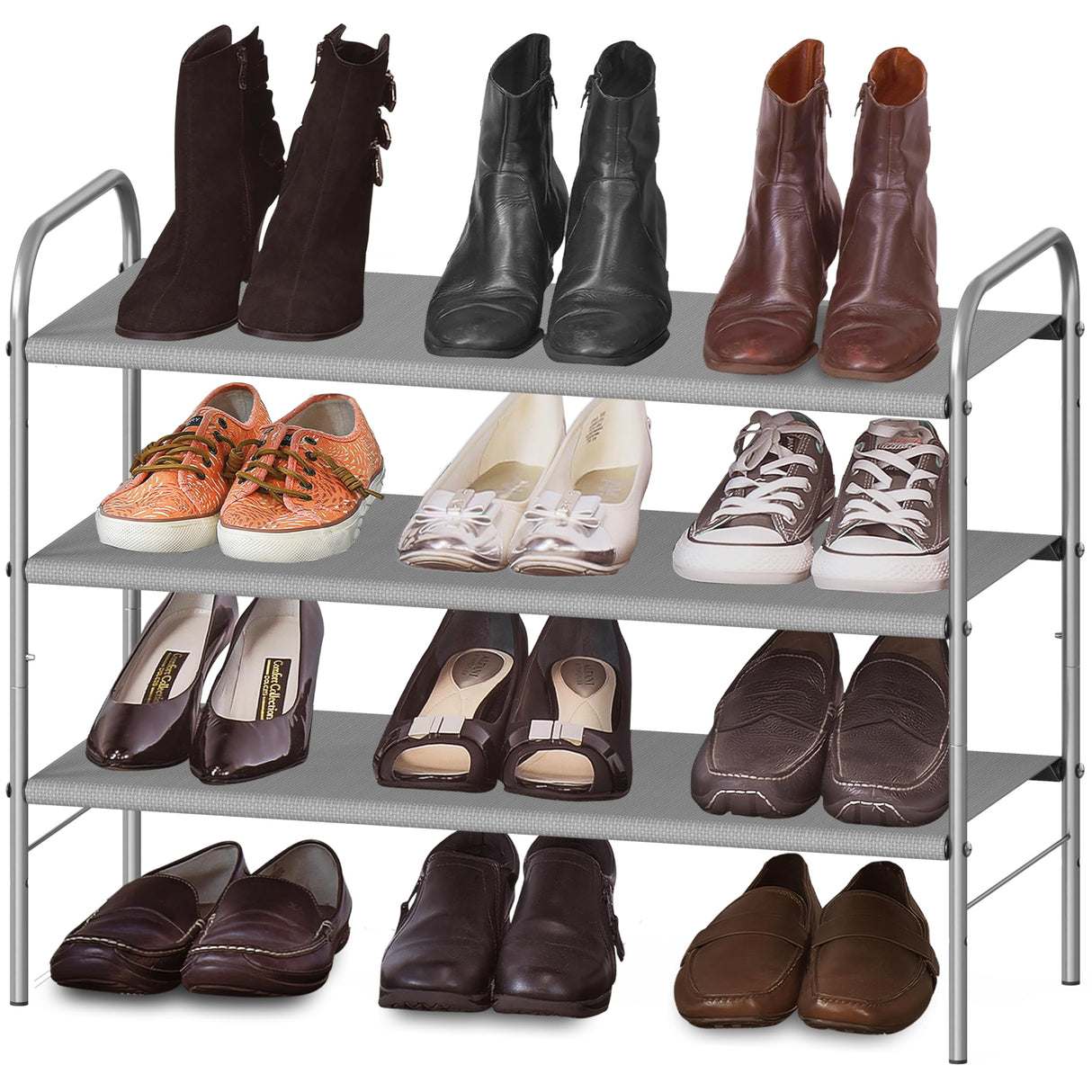 Simple Houseware 3-Tier Shoe Rack Storage Organizer, Grey Simple Houseware