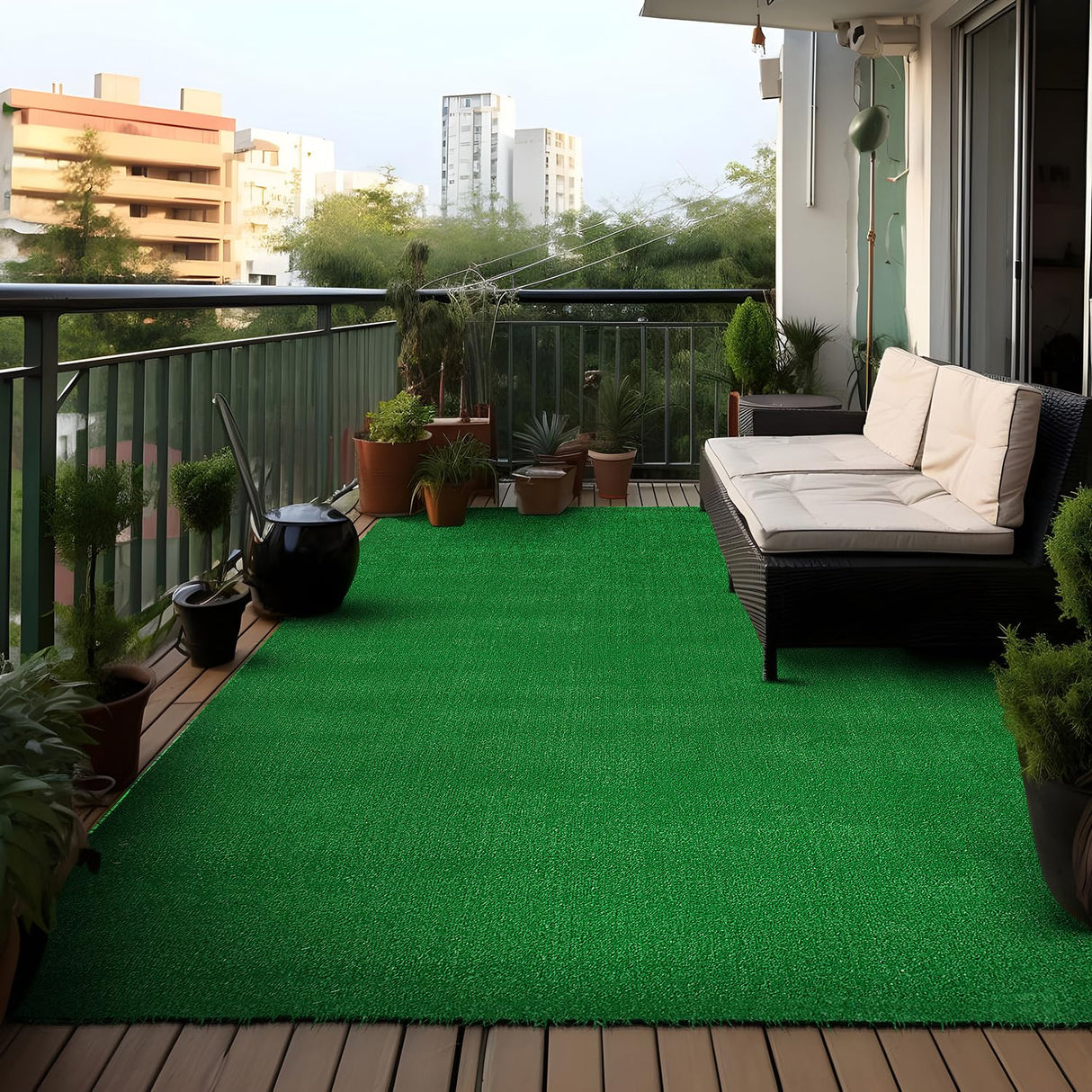 Rugshop Artificial Turf Solid Grass for Backyard, Garden, Patio, Balcony, Garage, Deck Indoor Outdoor Area Rug 5' x 7' Green Rugshop