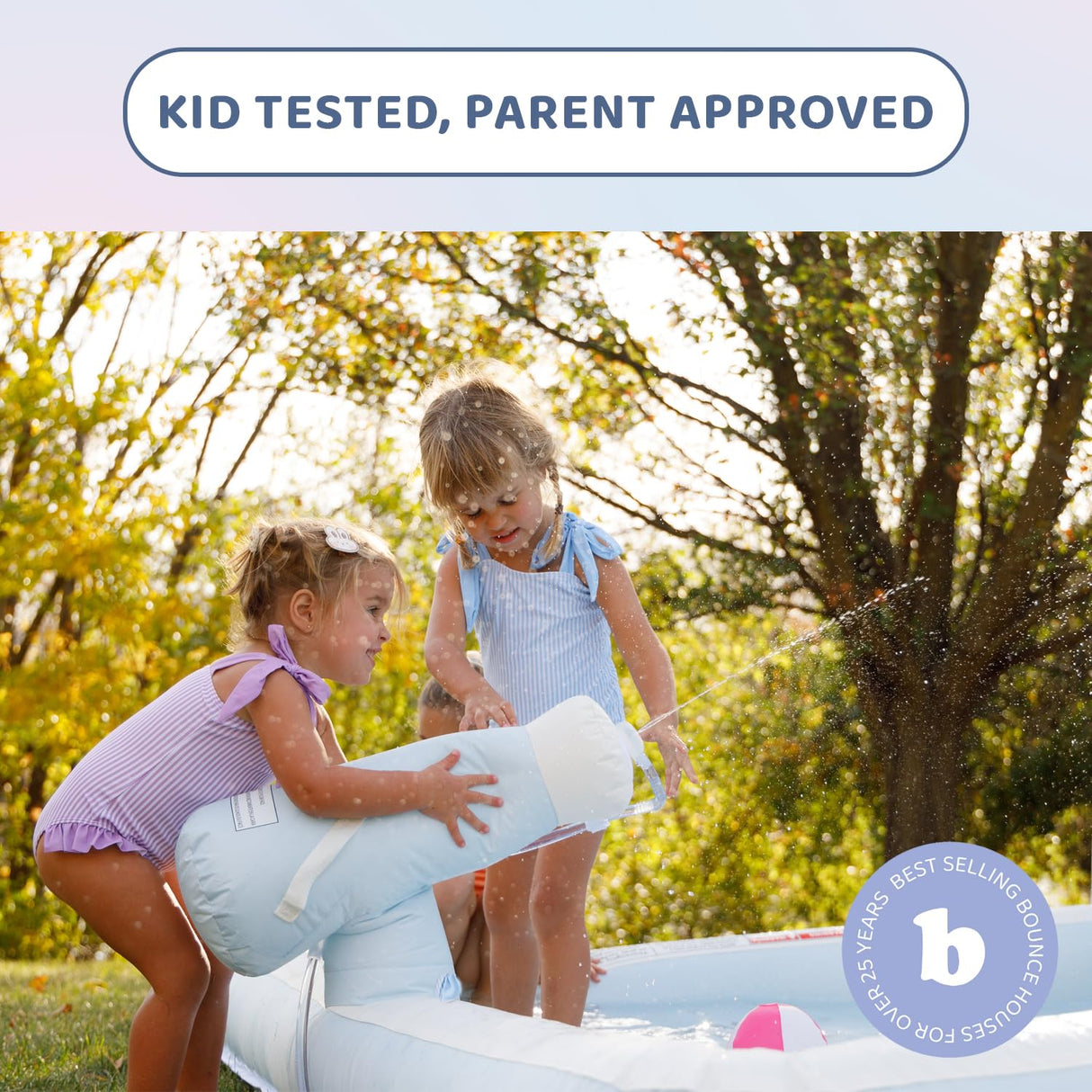 Bounceland Splash Zone Dream Wet or Dry Bounce House Water Slide, 11.5ftL x 9ftW x 6ftH, Pastel Color, Spacious Bounce Area, Splash Pool, Climbing Wall, Blower Included, Trendy Kids Outdoor Play Bounceland