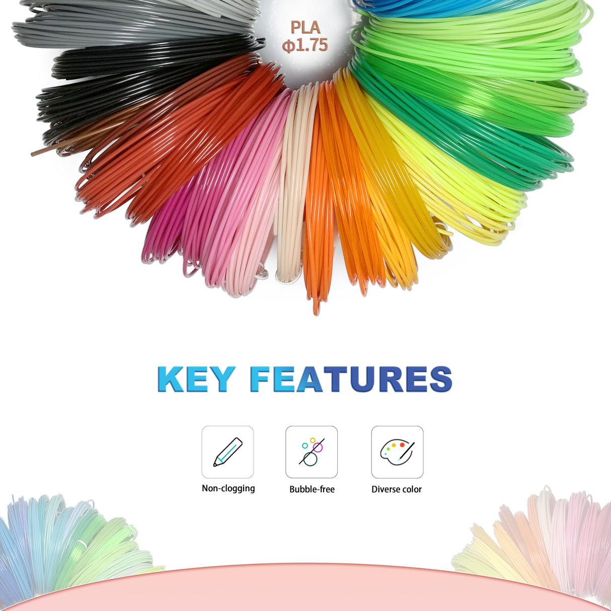 imfulodo 3D Printing Pen Filament - PLA Refills for 3D Print, 20 Bundles, 20 Colors, 16 Feet Each - Ideal for Art, Crafts, Doodler to Create - is Great Birthday and Christmas Gifts for Kids imfulodo