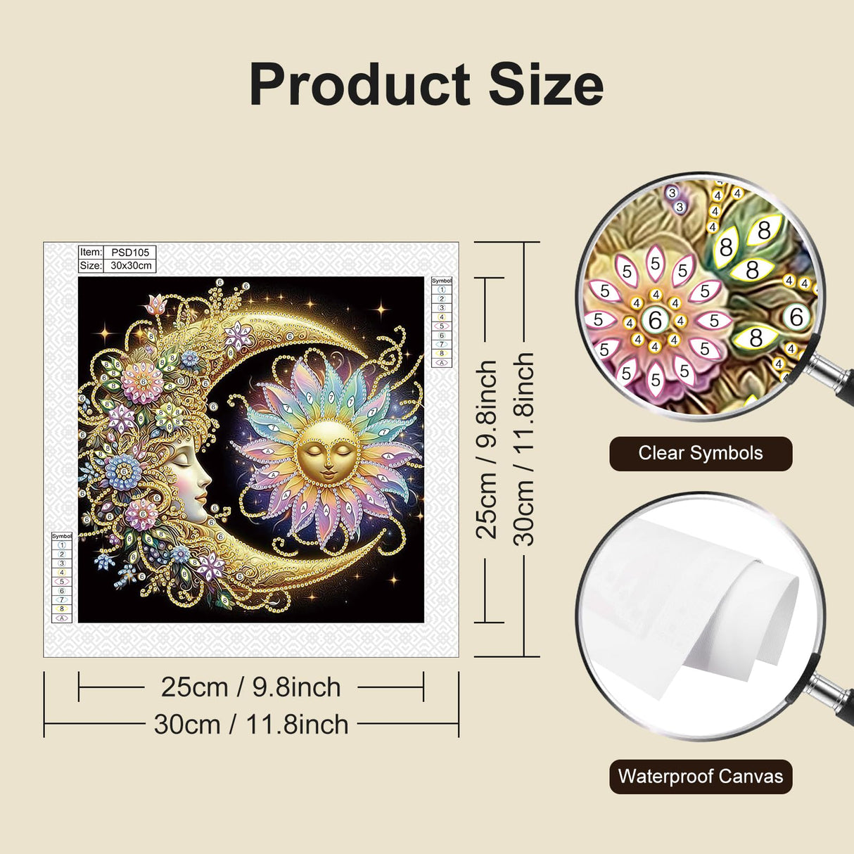 Stalente Diamond Painting Kits for Adults Sun and Moon, 5D Special Shape Diamond Art Kits for Beginners, Crystal Rhinestones Diamond Painting for Home Wall Decoration Gift 12×12inch Stalente