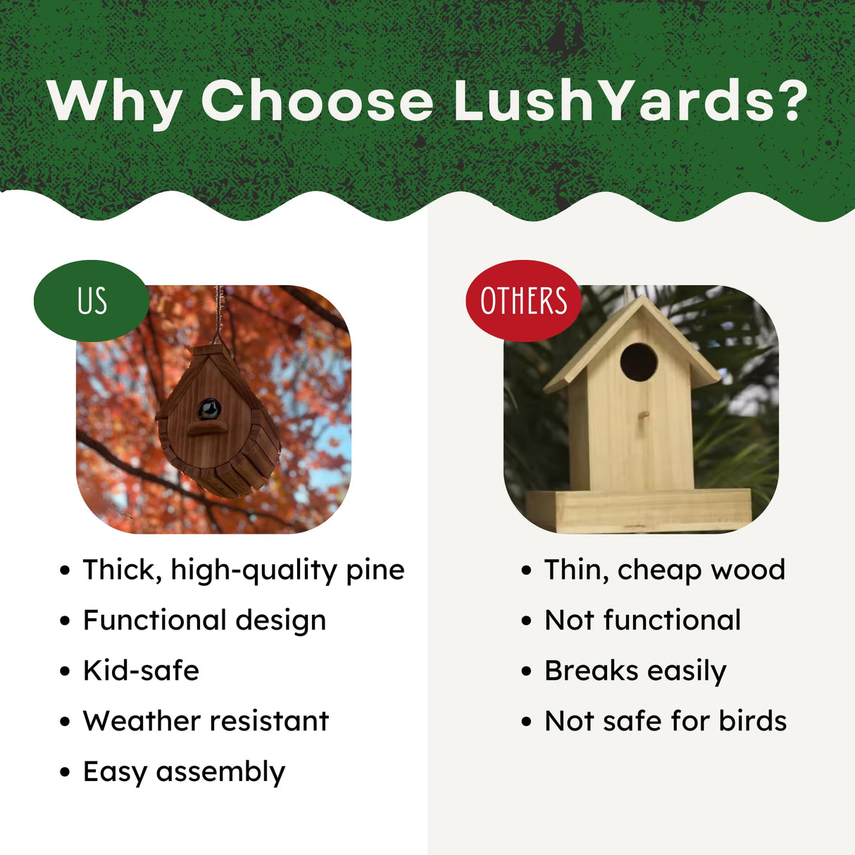 LushYards DIY Wooden Bird Houses for Outside | Hanging Bird House Kit for Adult | Build it Yourself Birdhouse | Build Your Own Birdhouse Building Kits for Adults | Wood Craft Kits for Adults to Build Generic