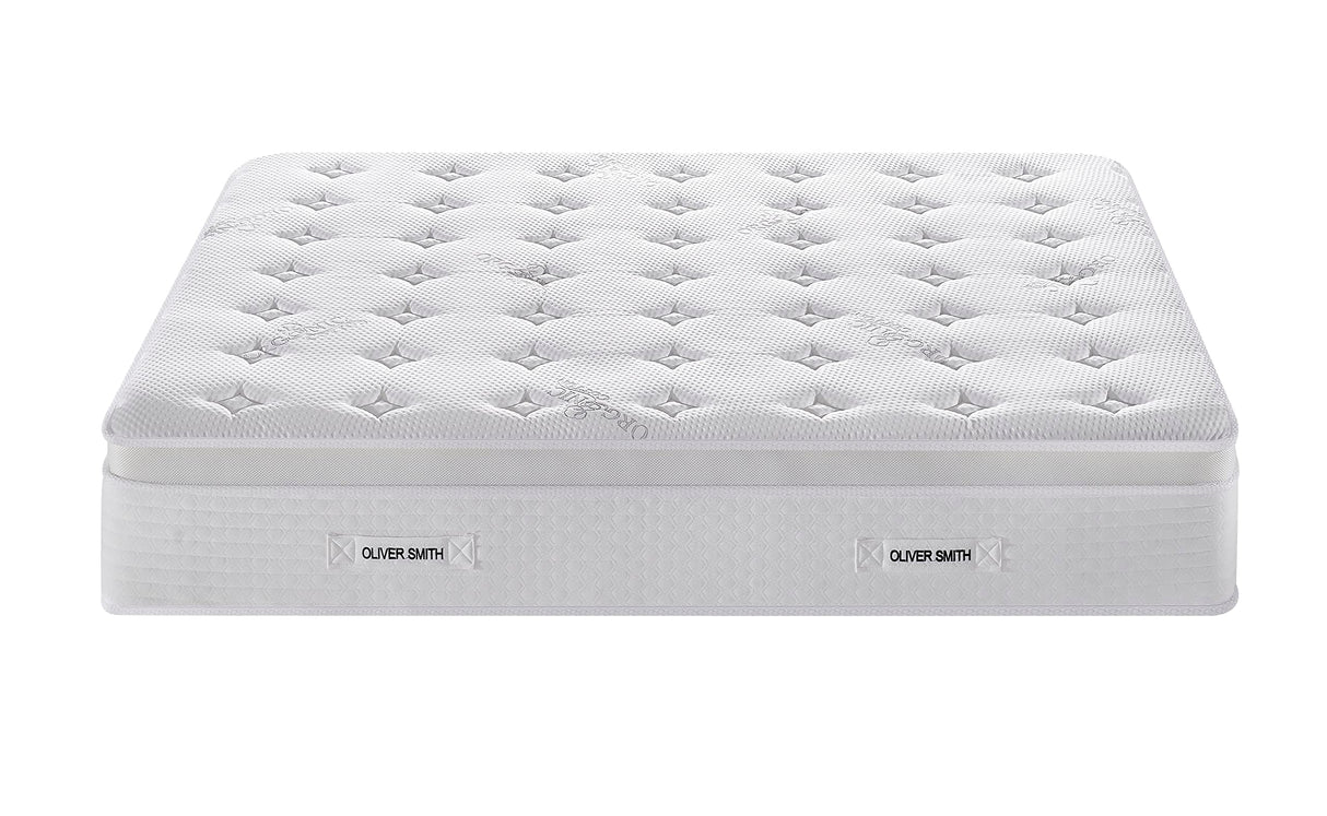 King Size Mattress - 12 Inch Cool Memory Foam & Spring Hybrid Mattress with Breathable Cover - Comfort Plush Euro Pillow Top - Rolled in a Box - Oliver & Smith OLIVER & SMITH SINCE 1921