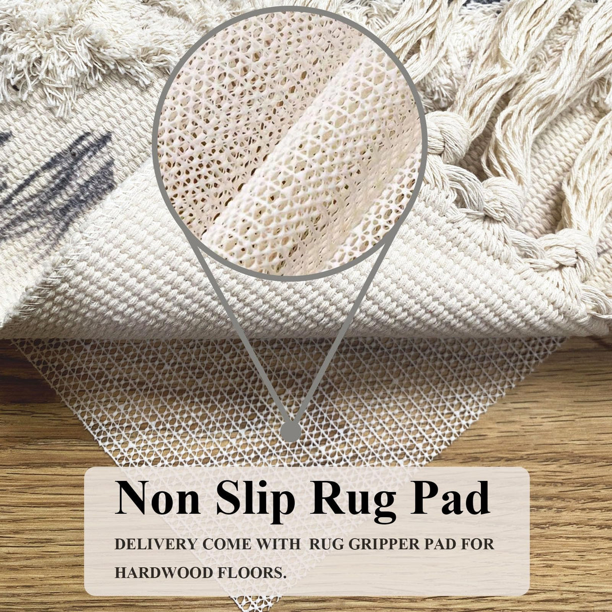 Boho Runner Rug 2'x6', Washable Hallway Rug Runner Non Slip Rubber Backed, Kitchen Farmhouse Area Rug Floor Mat with Tassels, Tufted Woven Cotton Entryway Carpet, Grey DXGJOKR