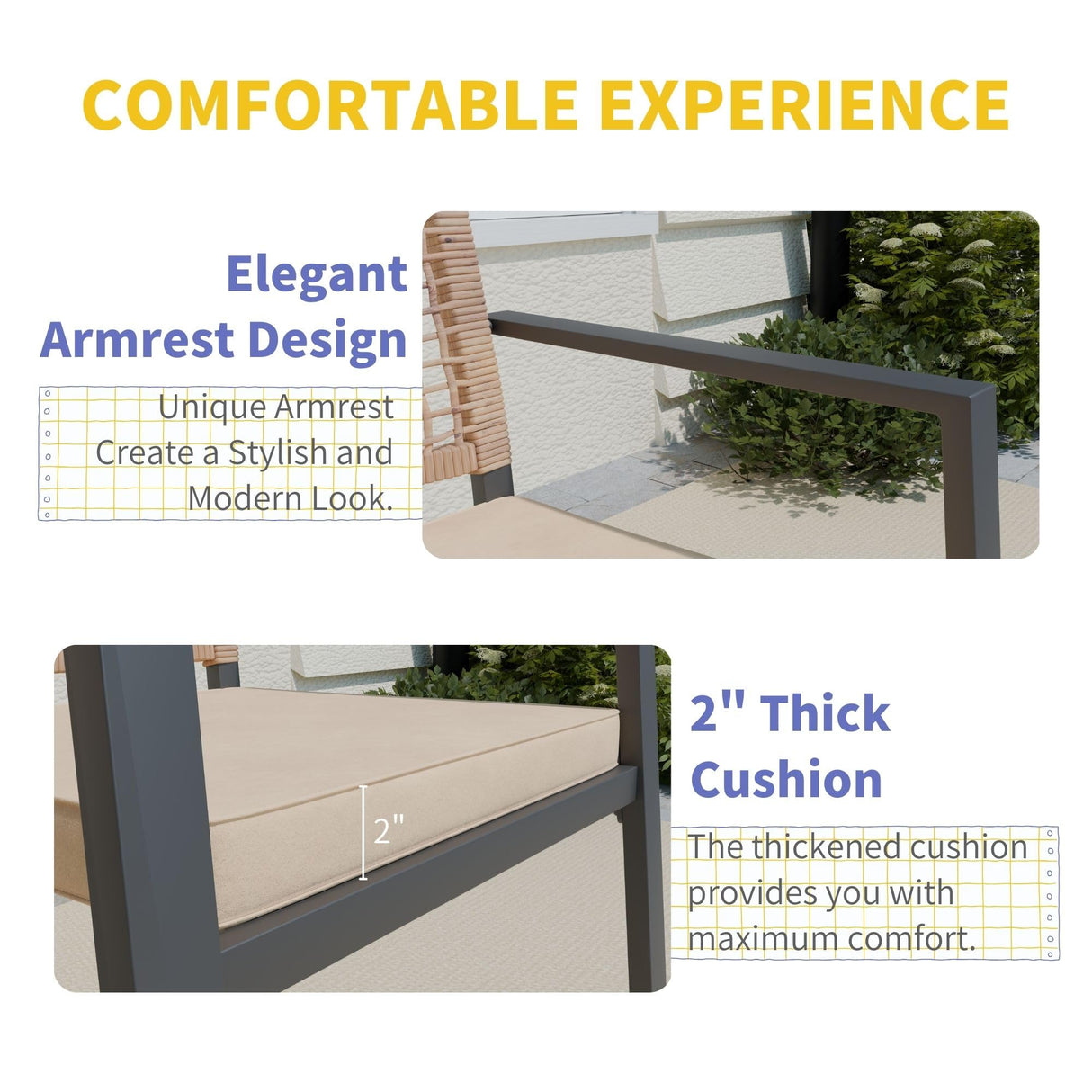 Kingdura 7 Piece Patio Dining Sets, Outdoor Furniture Set of 6 Ratten Wicker Chairs with Cushions and Dining Table with Umbrella Hole, All-Weather Outdoor Furniture Conversation Set for Backyard Kingdura