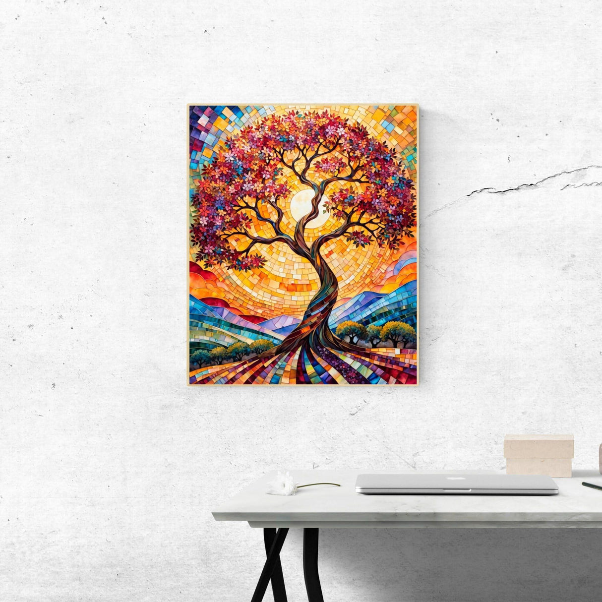 ldazao Tree of Life Abstract Paint by Numbers Kit for Adults Stained Glass Paint-by-Number Kits On Canvas Without Frame DIY Adult Trees Oil Painting for Gift Home Wall Decor 16 X 20 Inch ldazao