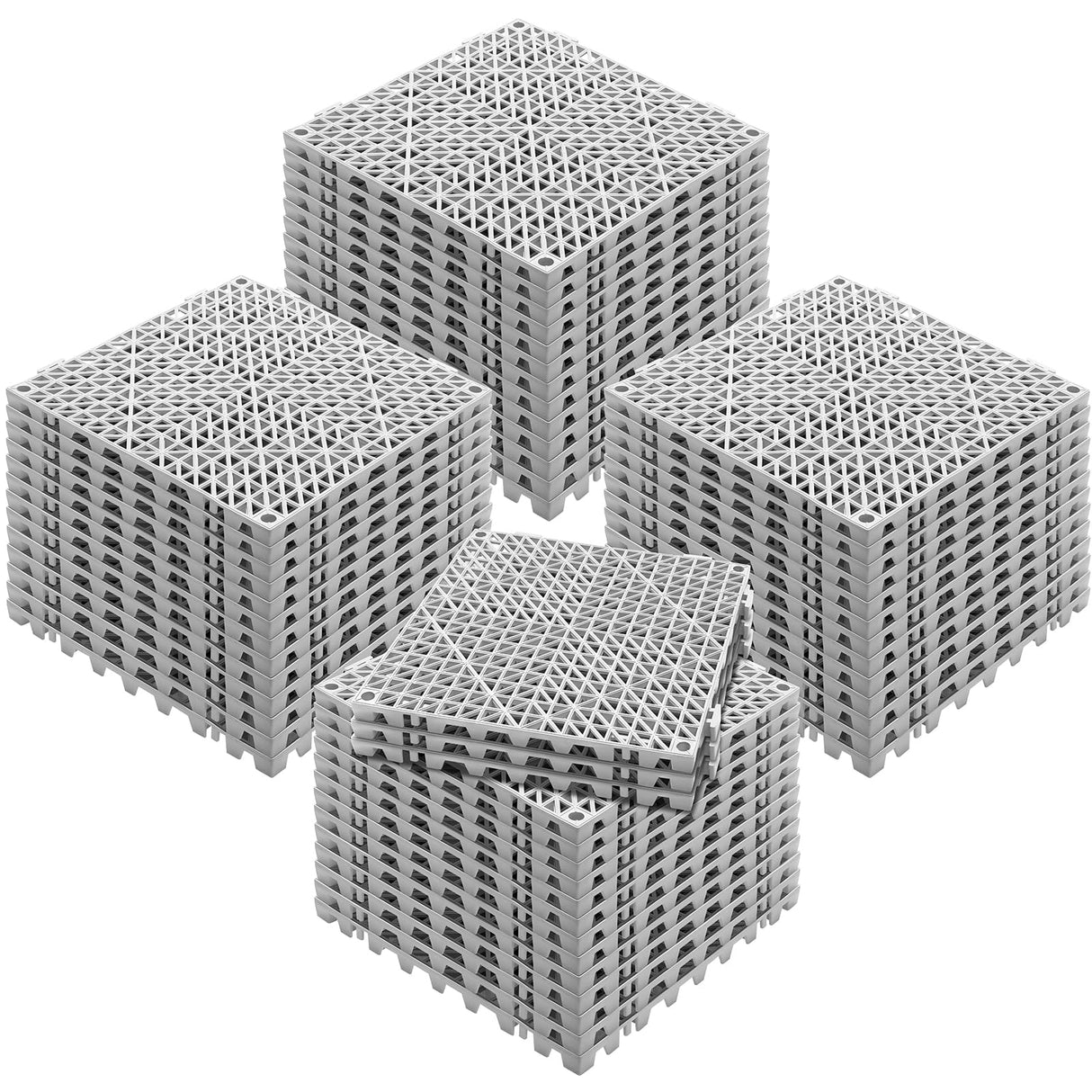 VEVOR Interlocking Tile 55PCS Blue, Drainage Tiles 12" x 12" Splicing, Soft PVC Interlocking Drainage Floor Tiles, Non-Slip Drainage Holes for Restroom, Bathroom, Kitchen, Pool, Wet Areas, Grey VEVOR