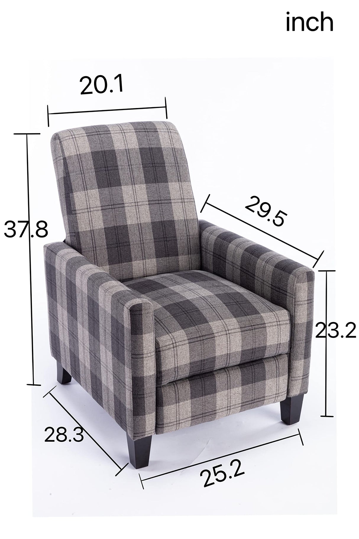 ZELNF Traditional Fabric Recliner Chair,Easy to Adjust Backrest Angle (Gray) ZELNF