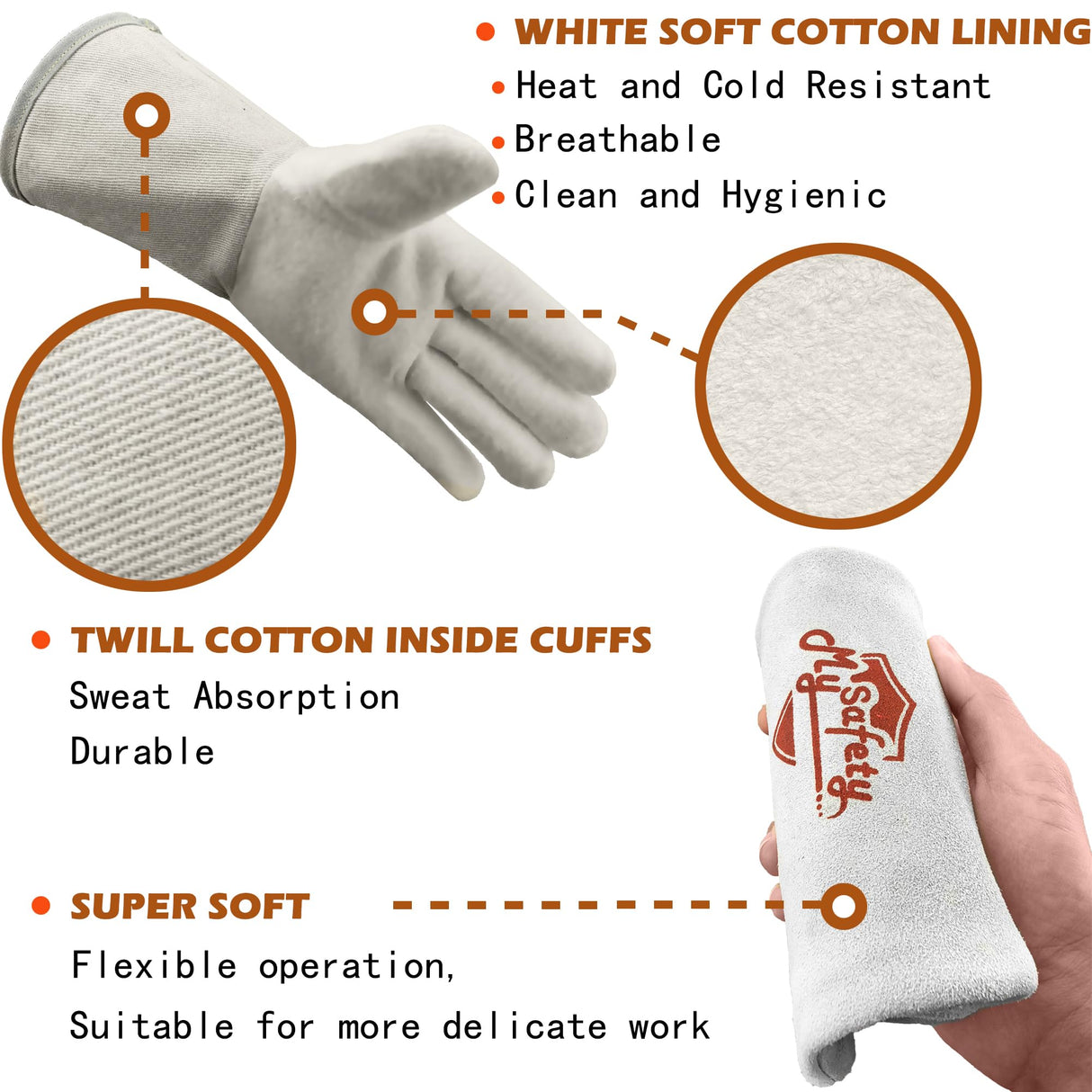 MYSAFETY Leather Welding Gloves for Men or Women, Fire and Heat Resistant gloves for Stick,Tig,Mig,Fireplace,BBQ,Oven,Grill,Wood Stove,Animal Handling Gloves,Bite Proof for Cat or Dogs,Welders Gifts MYSAFETY