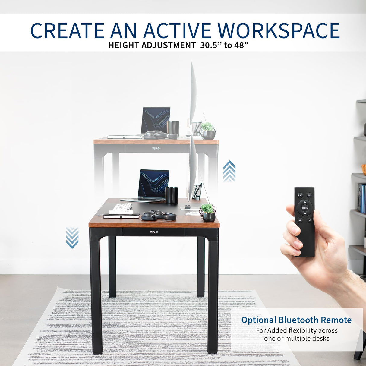 VIVO Premium Electric 71 x 30 inch Height Adjustable Memory Stand Up Desk, Black 4-Leg Quad Motor Frame, Black and Dark Walnut Table Top, DESK-KIT-F10BD VIVO