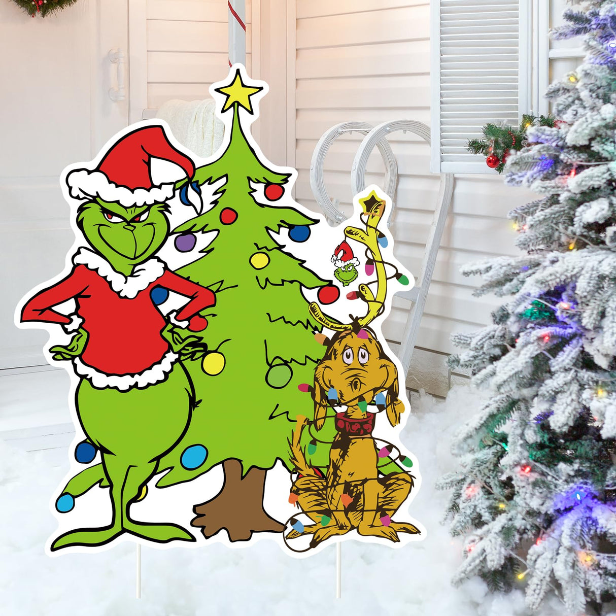Christmas Yard Sign Decorations Xmas Yard Art Garden Christmas Holiday Decoration Christmas Tree Dog Yard Stakes Ornaments Outdoor Indoor Winter Party Fence Garden Yard Lawn Decor Kids Gift Denylo pro