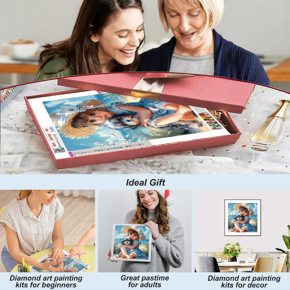 SJUTOUCI Dog Diamond Art Painting Kits for Adults, Diamond Art Kits for Beginners, 5D DIY Full Drill Gem Craft for Home Decor Gift 12x12inch/30x30cm SJUTOUCI