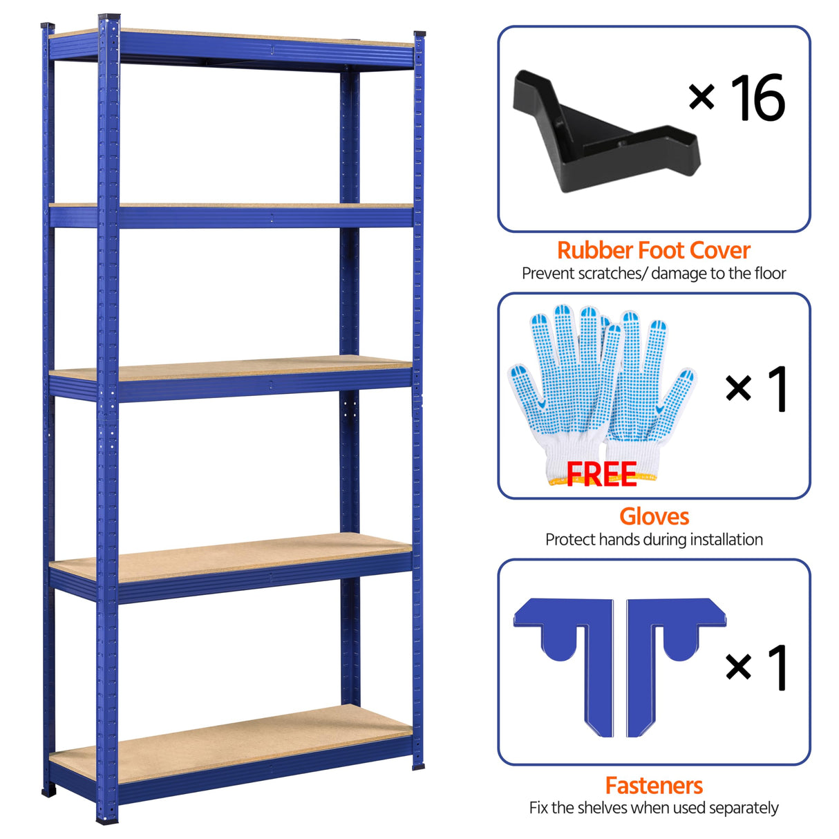 Topeakmart 5-Tier Utility Shelves, Metal Adjustable Garage Shelves Storage Racks Heavy Duty Shed Shelving Unit- Blue, 35.5 x 12 x 71 Inch Topeakmart