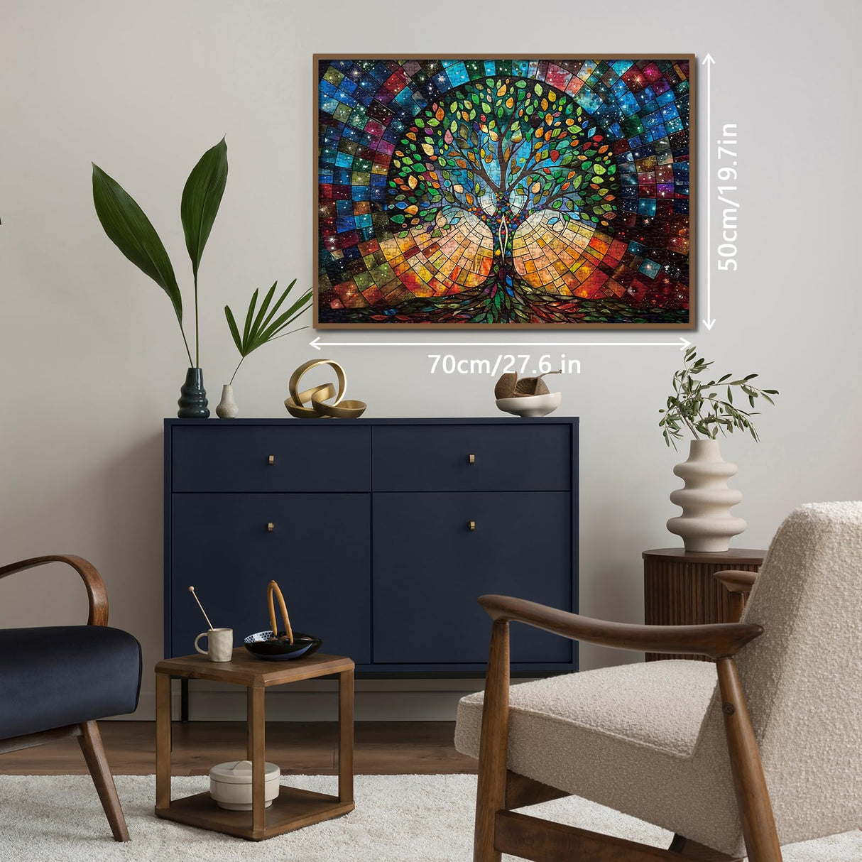 Stained Glass Tree of Life Puzzle 1000 Piece for Adults, Fantasy Galaxy Jigsaw Puzzles Art, Colorful Nature Leaf Puzzle BBOLDIN