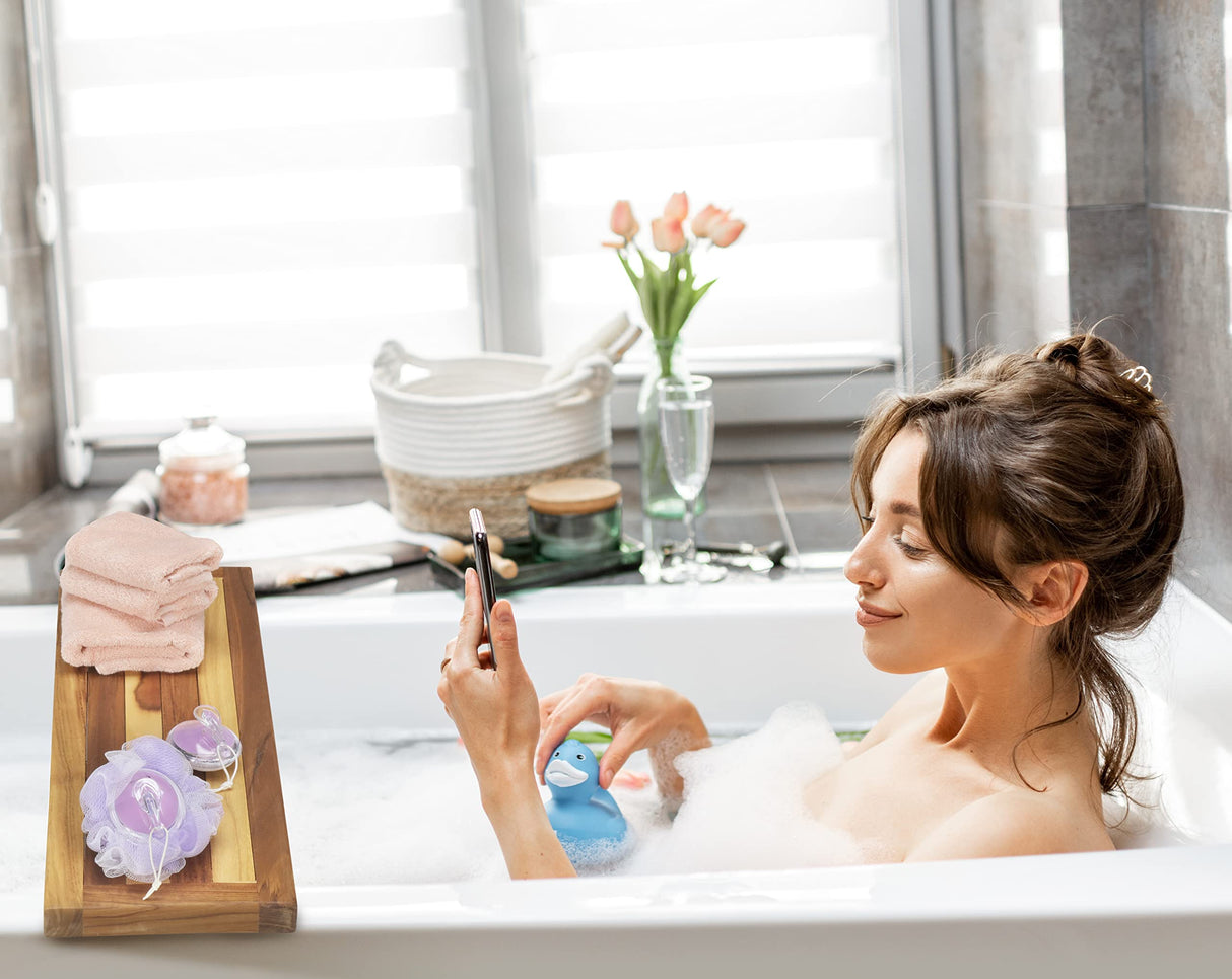 EcoDecors, 29 inch, Bath Tray for Tub, Bath Tub Tray Wood, Bathtub Table, Caddy for Bathtub in Natural Teak EcoDecors