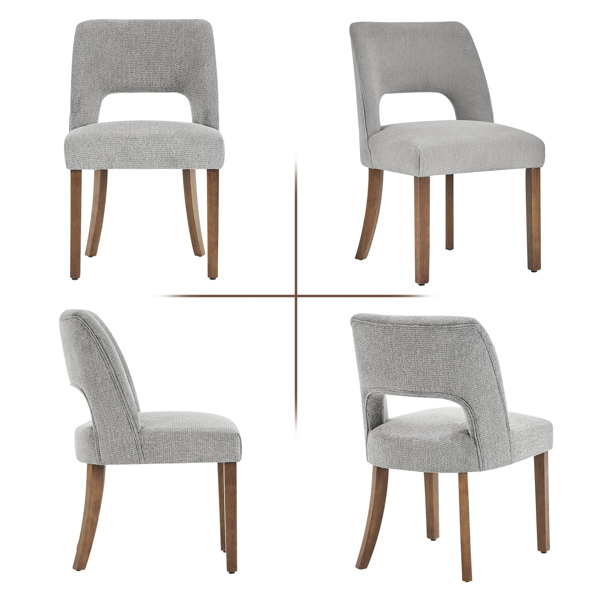 VKNOW Wooden Dining Chairs Set of 4, Modern Fabric Upholstered Dining Room Chair Kitchen Chairs, Farmhouse Dinner Chair for Kitchen Dining Room, Grey VKNOW