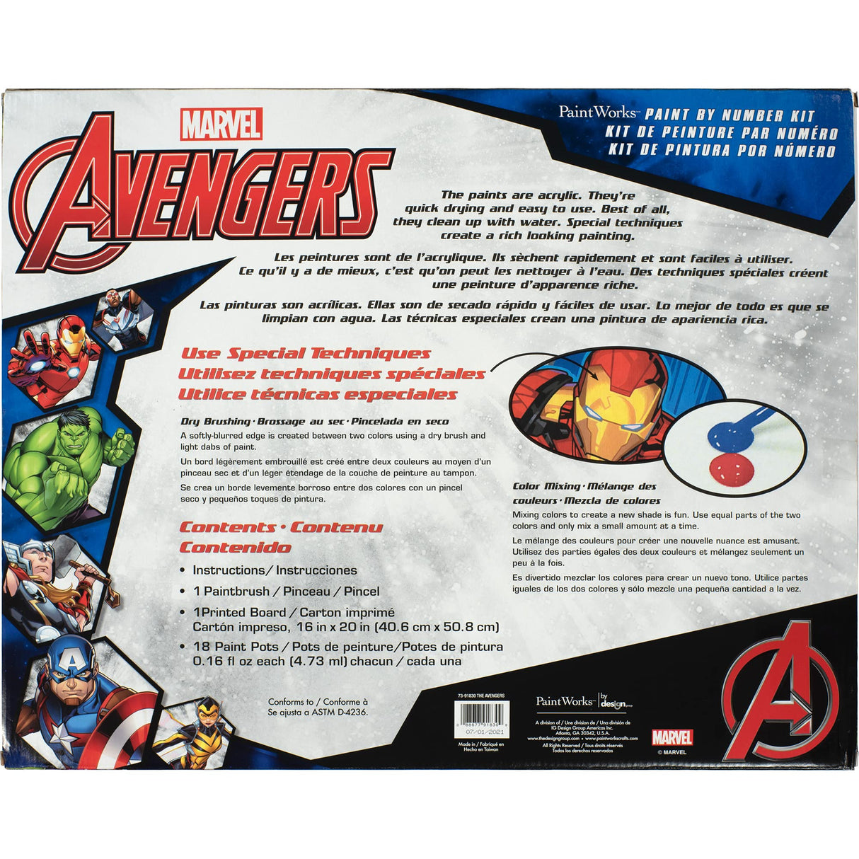 Dimensions PaintWorks Marvel Avengers Paint by Numbers for Adults and Kids, Finished Project 16" x 20", Multicolor 21 Piece Dimensions