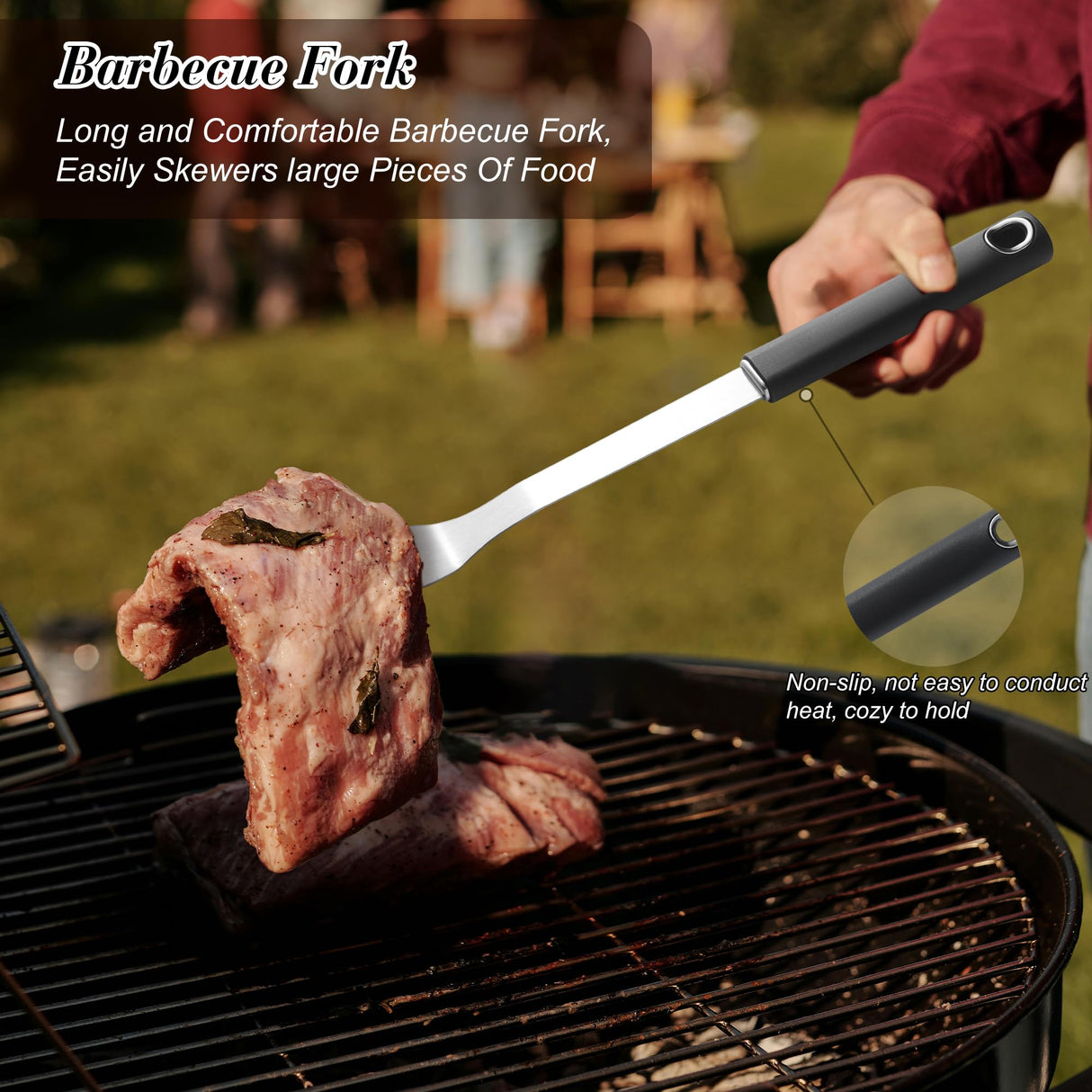 BBQ Accessories Grill Tools, Heavy Duty Grilling Accessories Barbecue Accessories Stainless Steel Grill Accessories with Spatula, Fork, Tongs and Gift-Box for Outdoor Grill, Home Grill (3PCS) HE-SANQI