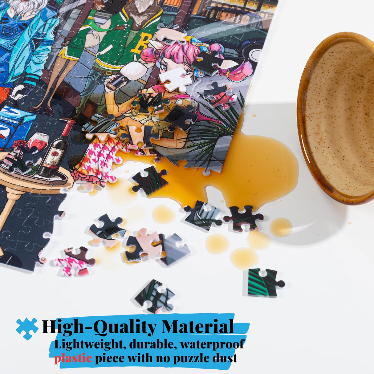 Plastic Jigsaw Puzzle for Adults,2178 Pieces in 9 Bags for Family Game, Panoramic Dog Party for Home Decor, Perfect Snap,56×12.5 Inches Hipazous Hipazous