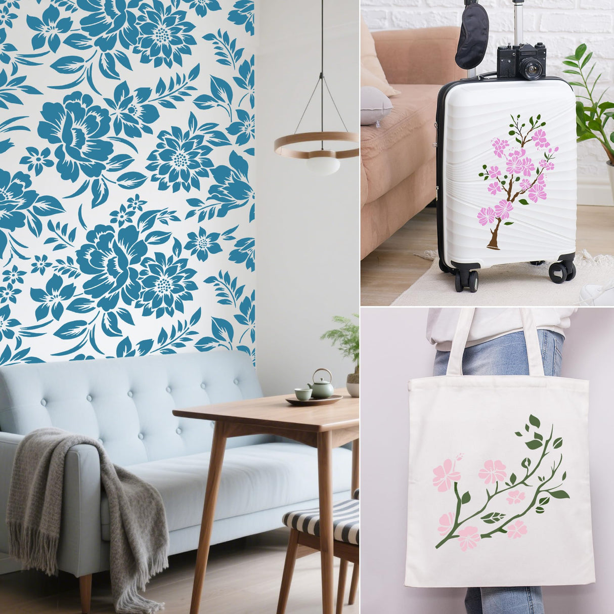 Keluna Flower Stencils for Painting - 8 Pcs Reusable Flower Crafts Templates Spring Stencils for Painting on Wood Wall Fabric Rock Dot Painting Art Projects Keluna