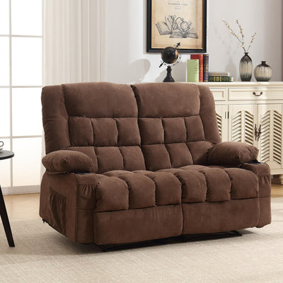 BOSMILLER Reclining Loveseat with Cup Holders for Living Room 2 Seat Manual Loveseat Recliner with Side Pocket