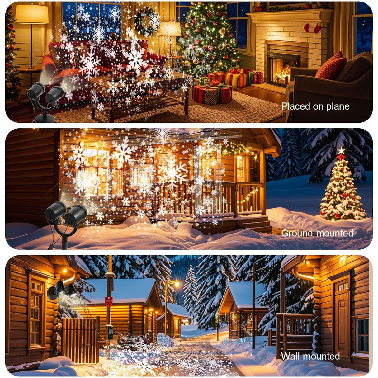 LILNIAGY Christmas Double Head Snowflake Projector Lights,Christmas Decorations Outdoor LED Christmas Lights IP65 Waterproof Rotating Snow Lamp Christmas Decor for Patio Wall Window Xmas Decor LILNIAGY