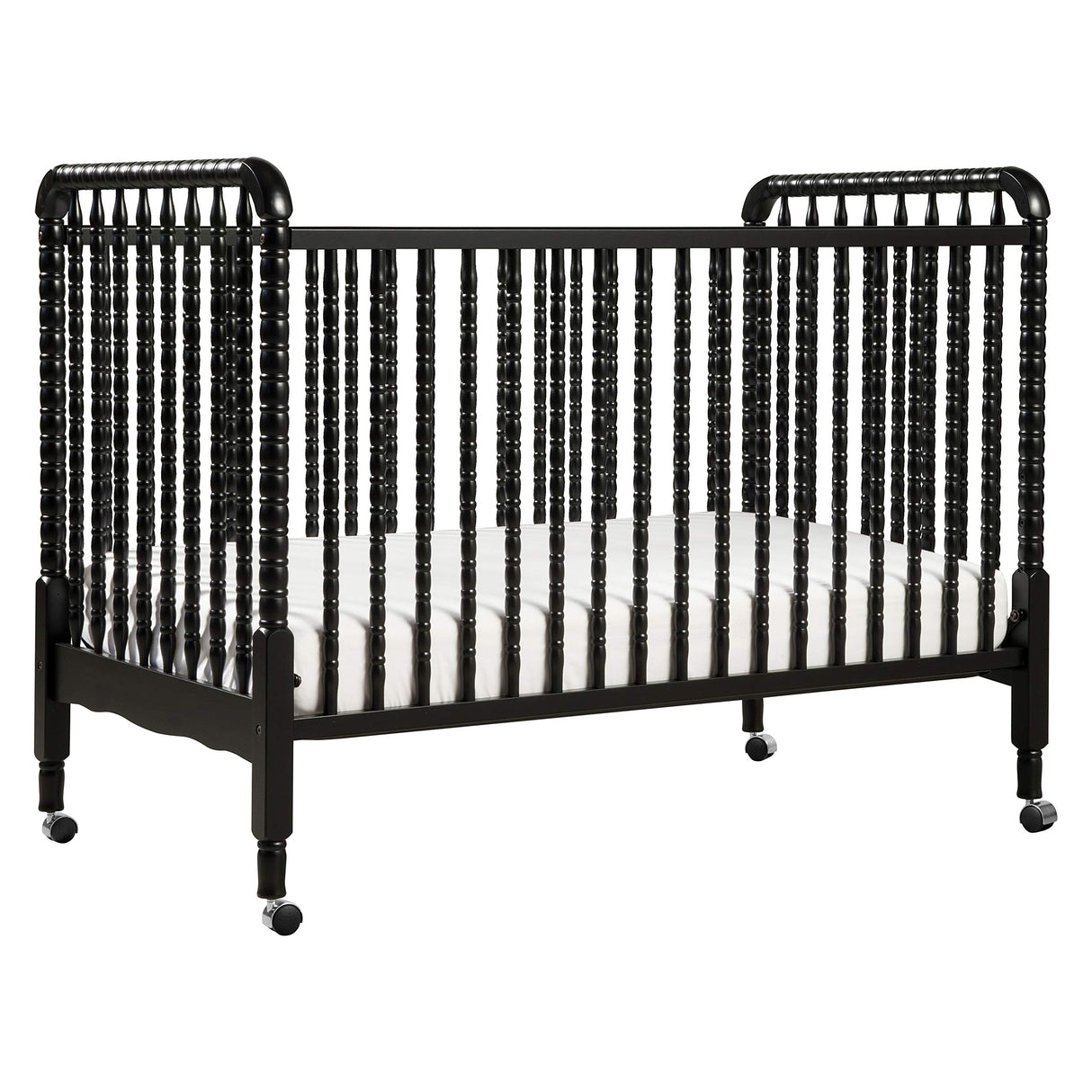 DaVinci Jenny Lind 3-in-1 Convertible Crib in Ebony, Removable Wheels, Greenguard Gold Certified DaVinci