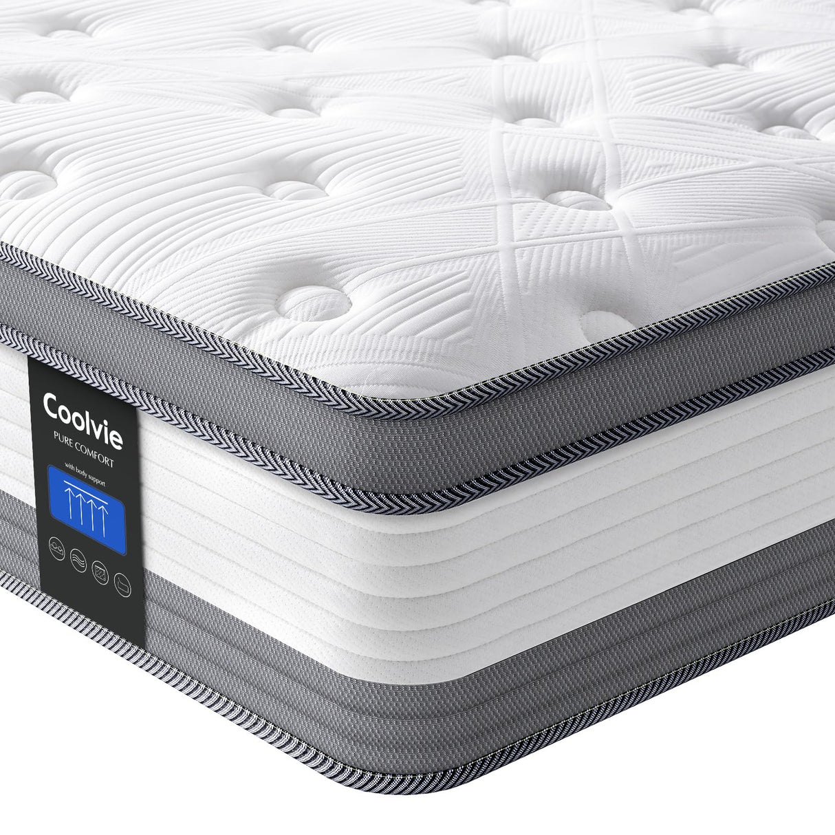 Coolvie Twin Mattress, 12 Inch Twin Size Hybrid Mattress, Twin Mattress in A Box, Individual Pocket Springs with Memory Foam Layer Provide Motion Isolation & Cool Sleep, 2024 New Coolvie