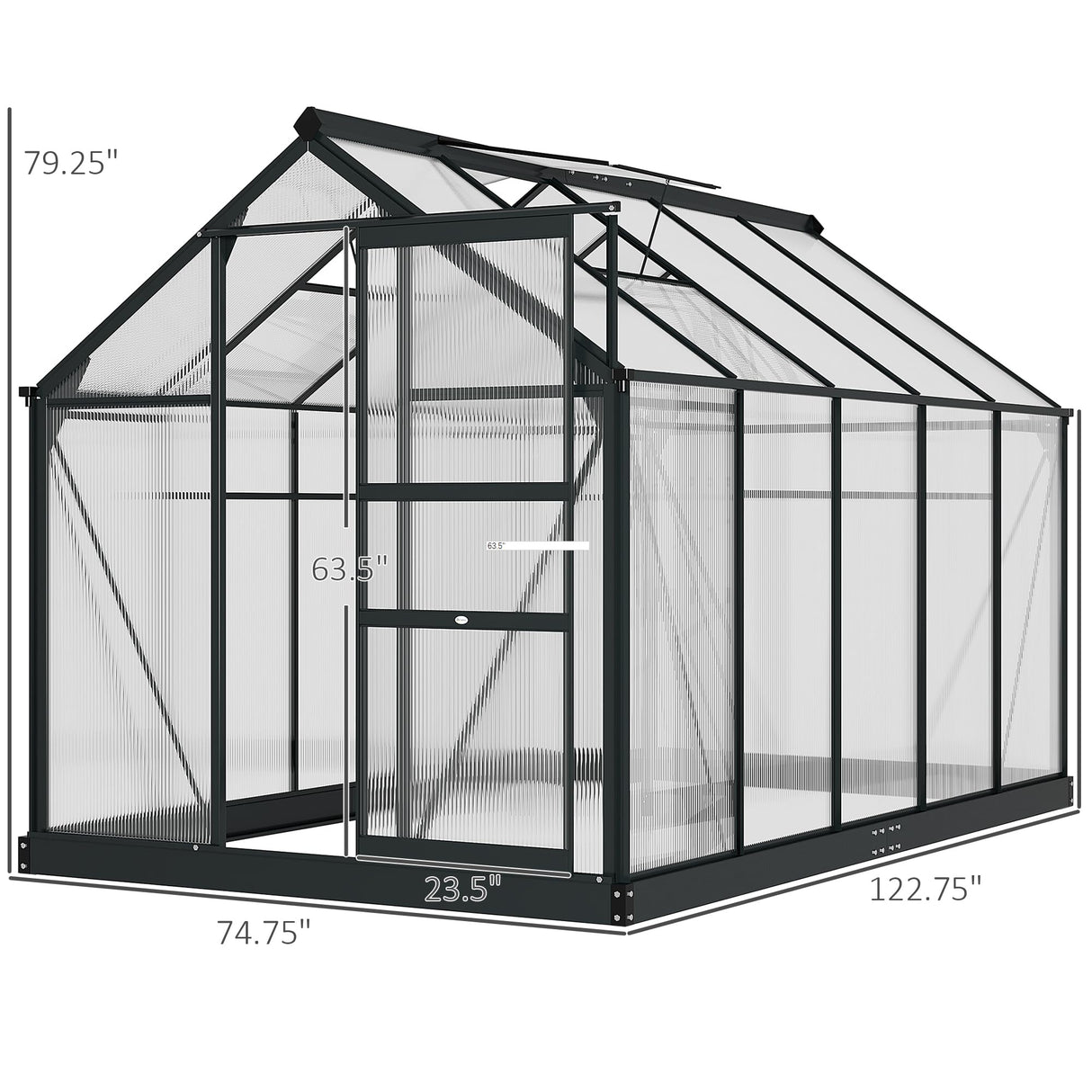 Outsunny 6' x 10' x 6.5' Polycarbonate Greenhouse, Heavy Duty Outdoor Aluminum Walk-in Green House Kit with Rain Gutter, Vent and Door for Backyard Garden, Gray Outsunny