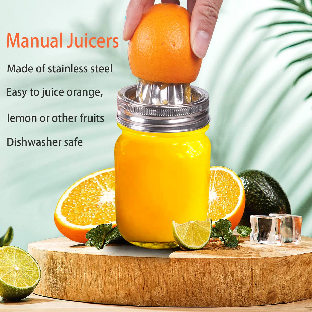 Mason Jar Stainless Steel Juicer Lid (2 Pieces), Citrus Reamer for Wide Mouth Mason Jar Lemon Juicer Manual Citrus Juicer. ziHenryDa