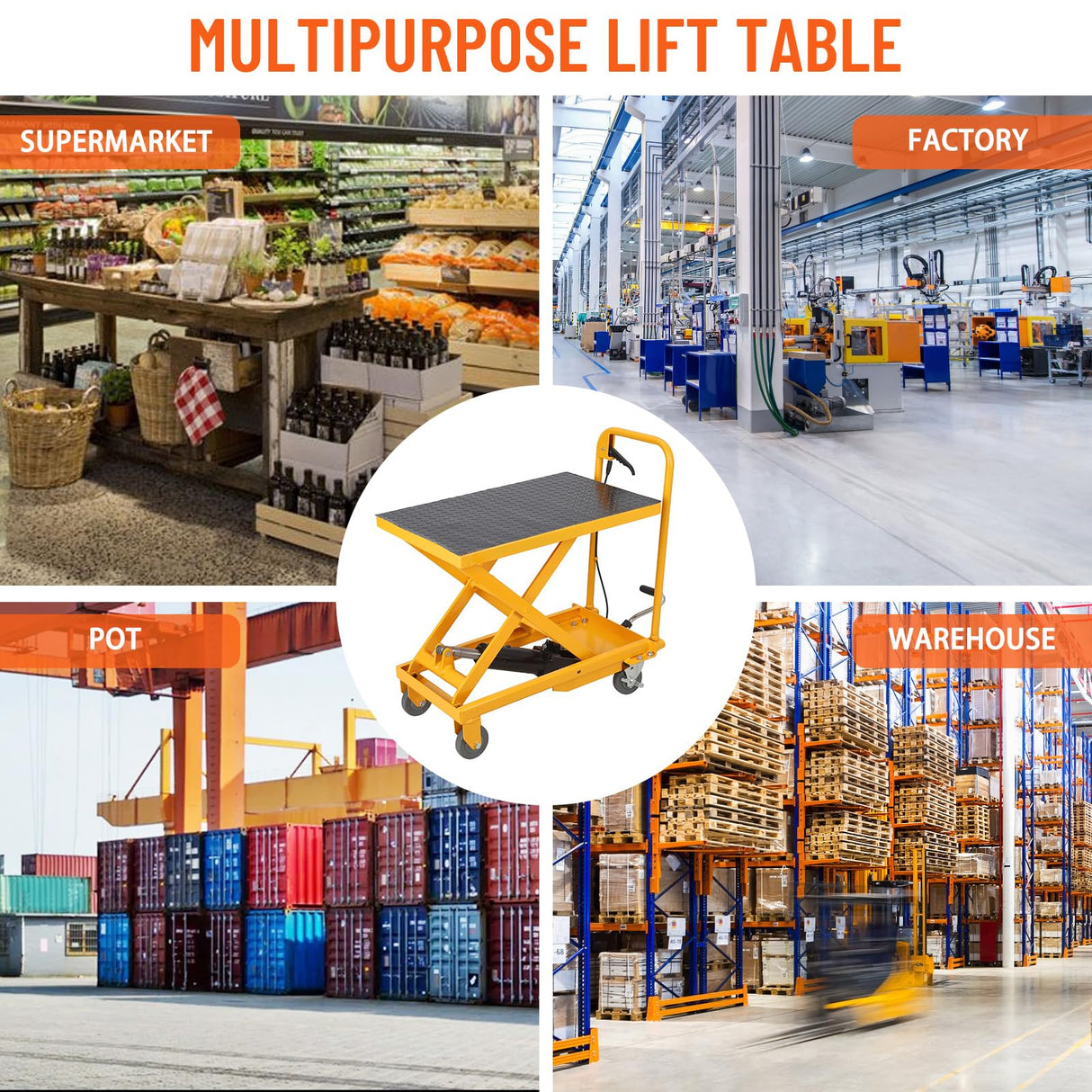 GarveeTech Hydraulic Lift Table Cart, 1100lbs Capacity 33.5" Lifting Height, Manual Single Scissor Lift Table with Non-Slip Pad, Elevating Hydraulic Cart for Material Handling and Transportation GarveeTech