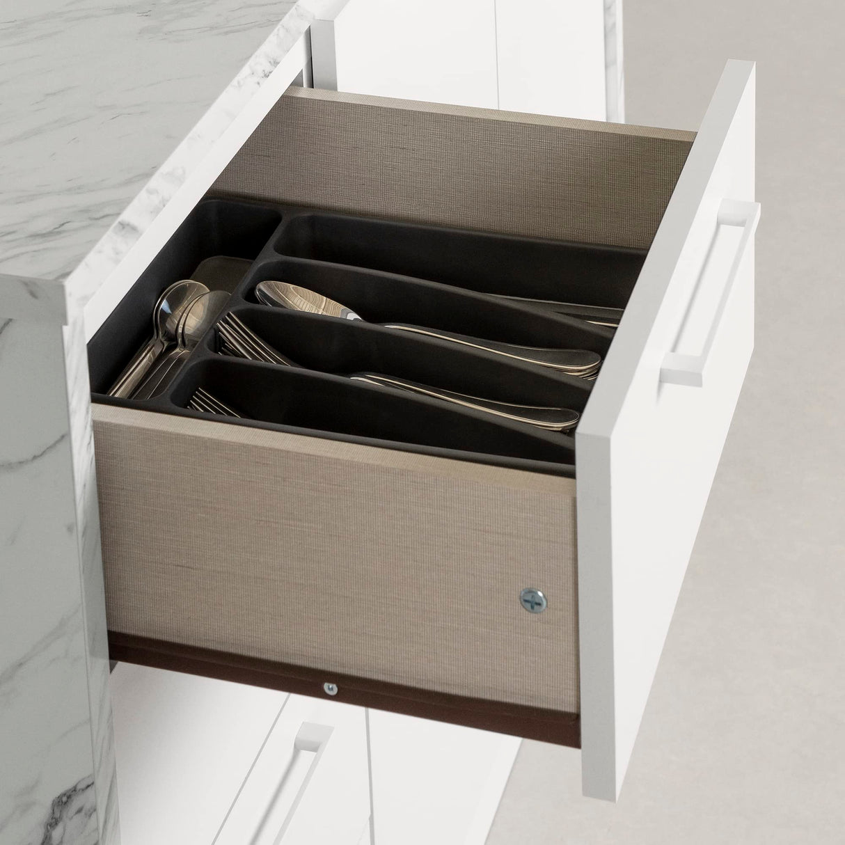 South Shore Myro Kitchen Island, Faux White Marble and White South Shore