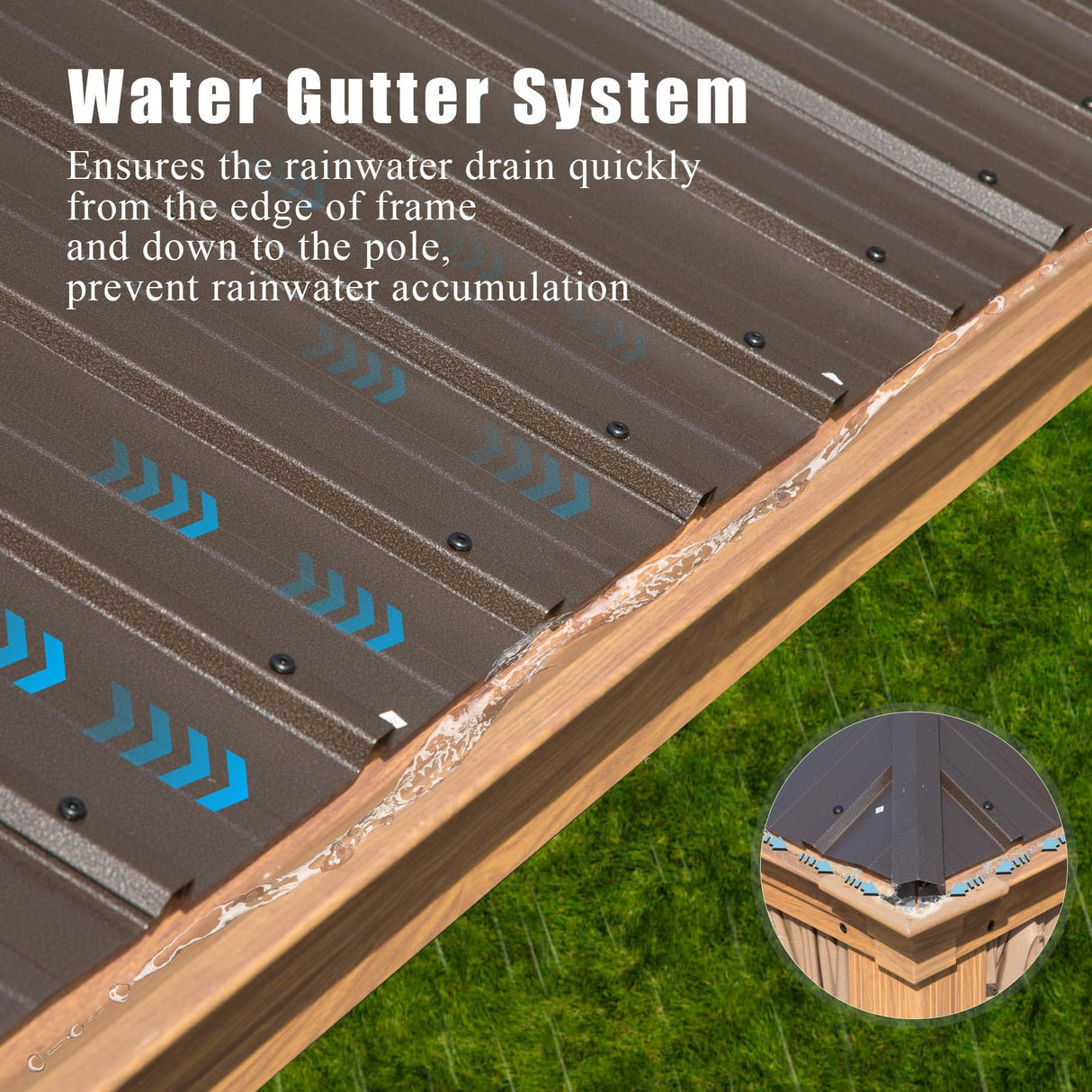 Domi 14'x24' Hardtop Gazebo Canopy,Outdoor Aluminum Gazebo with Galvanized Steel Double Roof, Extra Large Permanent Gazebo Pavilion for Patio Deck Backyard,Curtain and Netting,Wood Grain domi outdoor living