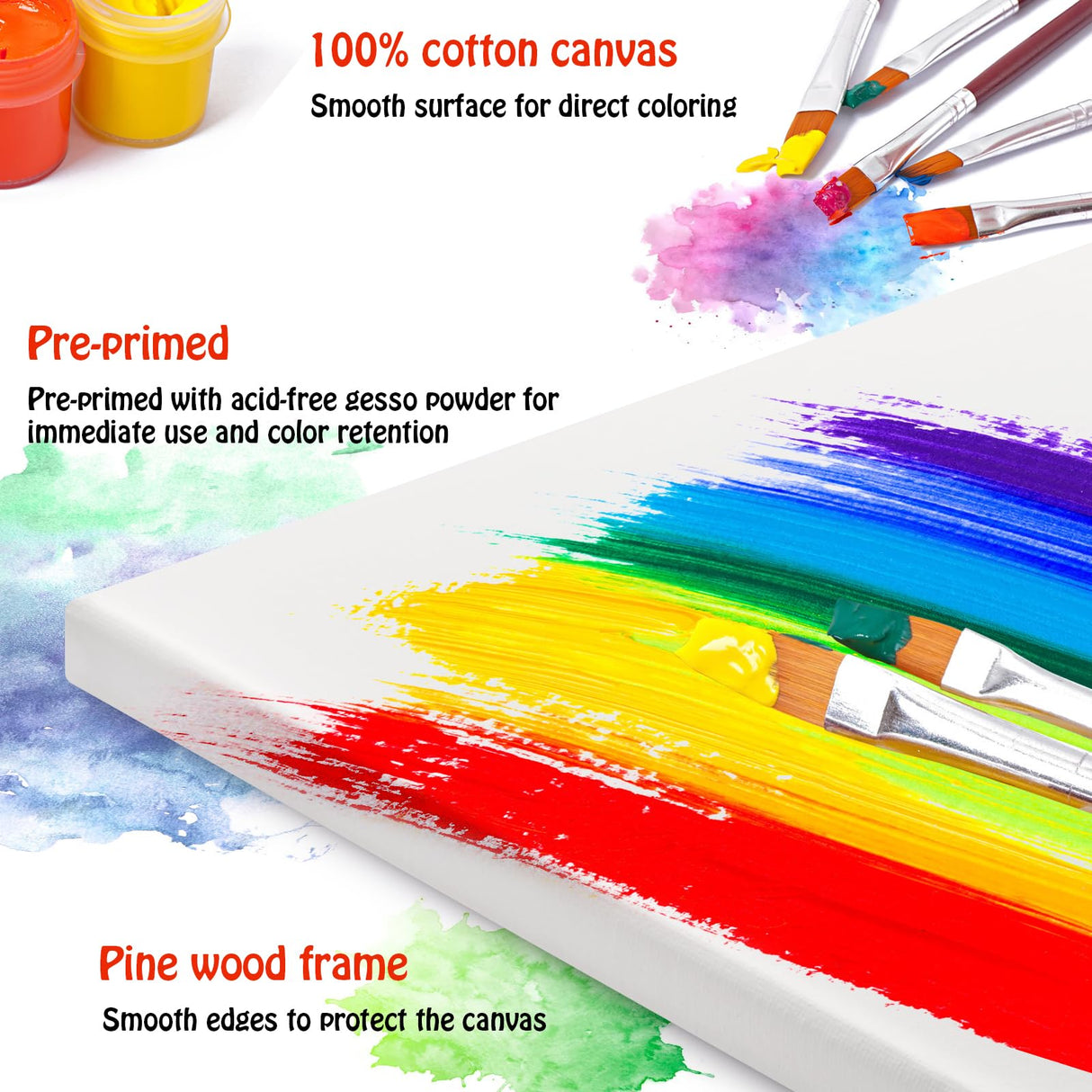 Stretched Canvas for Painting - 8x10 Inch/20 Canvas Value Pack - Triple Primer Acid Free 100% Cotton Blank Canvas for Painting Supplies Oil and Acrylic Pouring Art Watercolor Hdviai