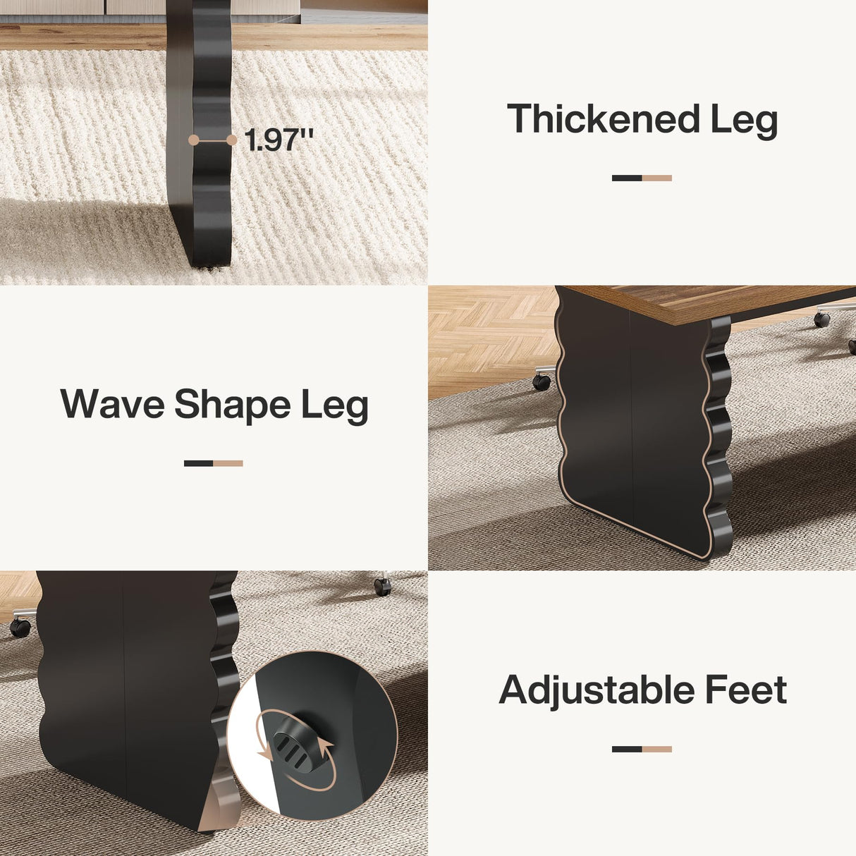 Tribesigns 5FT Wooden Conference Table, Long Office Meeting Room Table, Large Modern Rectangle Seminar Desk for 6 Tribesigns