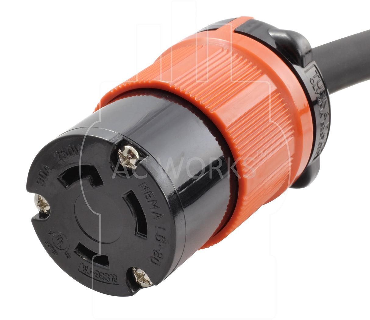 AC WORKS NEMA L6-30 Rubber SOOW 10/3 Extension Cord (100FT) AC WORKS