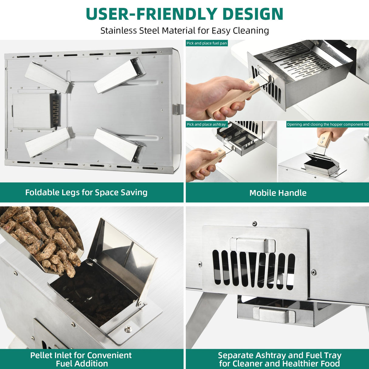 YITAHOME Wood Fired Outdoor Pizza Oven, 12" Portable Pellet Pizza Ovens with Pizza Peel & Pizza Cutter, Woodfire Pizza Maker for Outside Kitchen Cooking Stainless Steel Silver YITAHOME