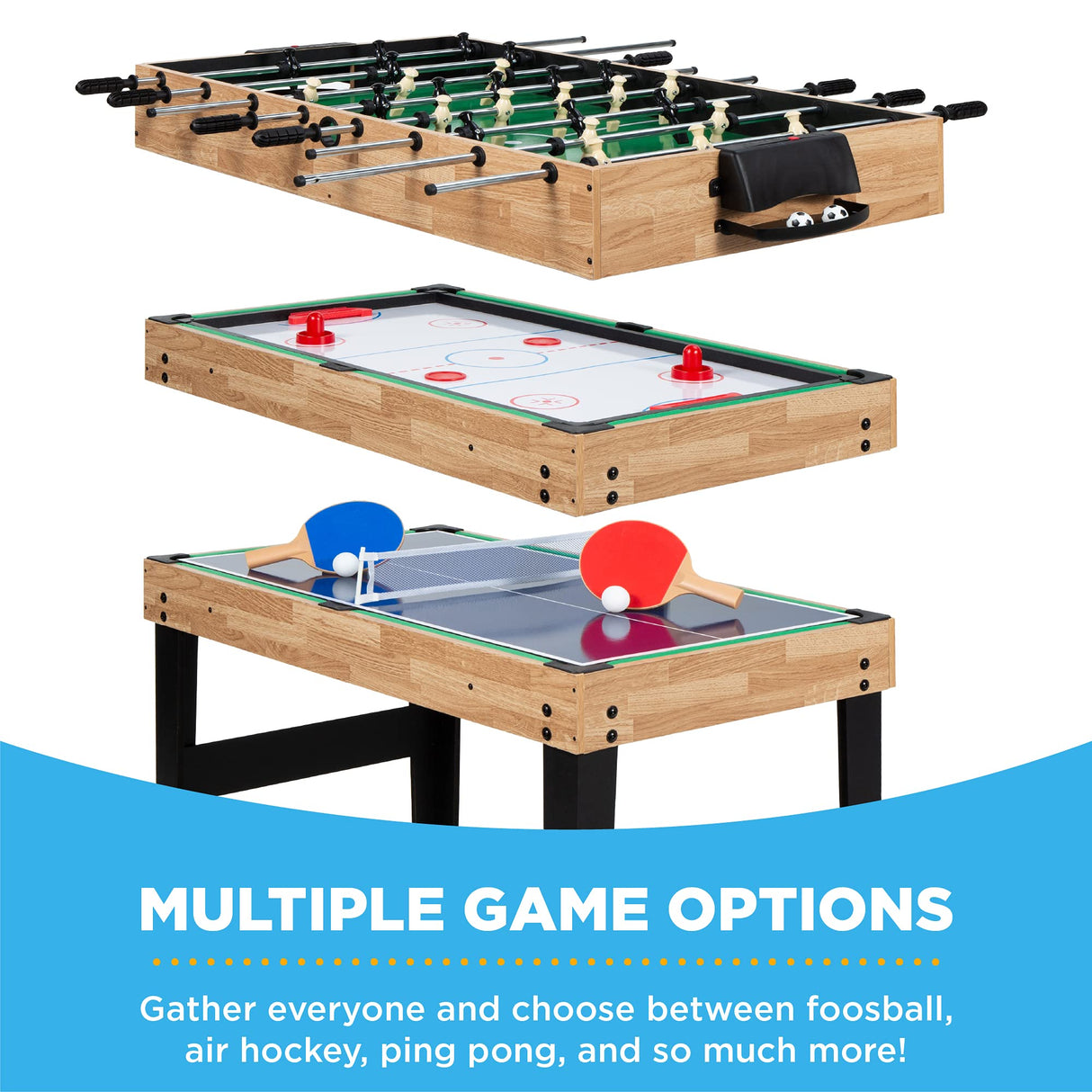 Best Choice Products 10-in-1 Combo Game Table Set w/Hockey, Foosball, Pool, Shuffleboard, Ping Pong, Checkers, Bowling, and Backgammon - Natural Best Choice Products