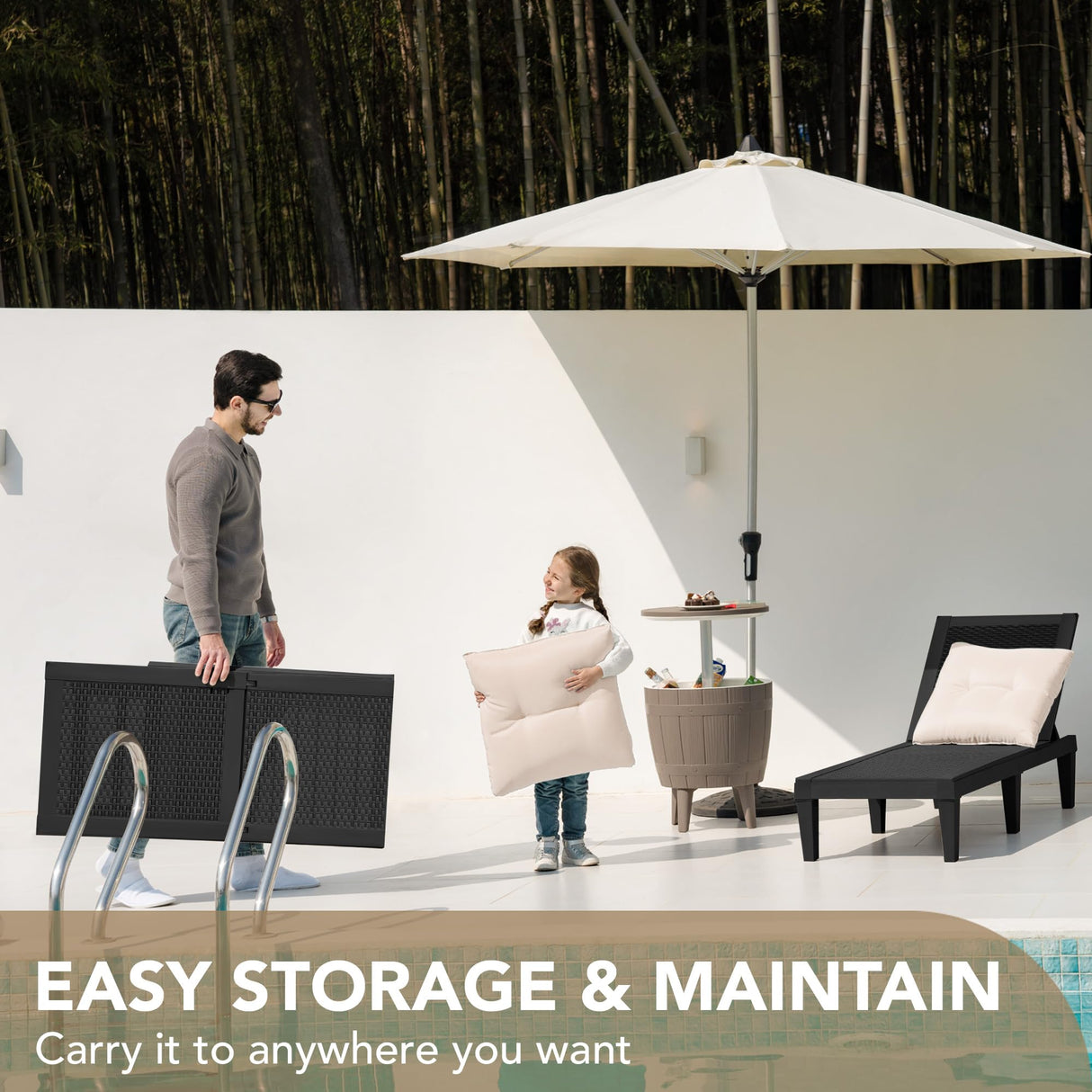 Devoko Outdoor Chaise Lounge Chair Set of 2 for Outside Pool Patio, Adjustable Waterproof Easy Assembly Chaise Lounge Outdoor (Black) Devoko