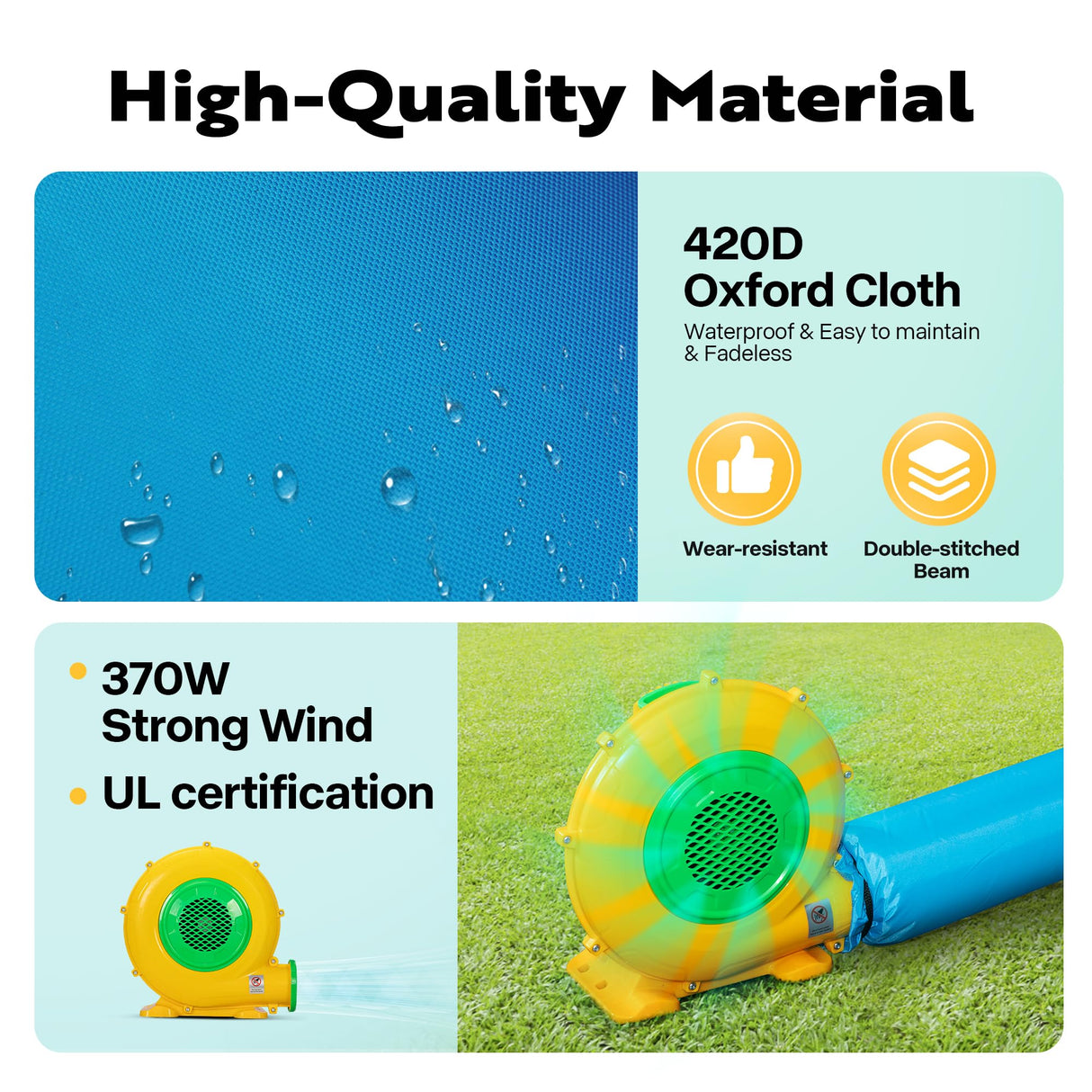 VIVOHOME Small Bounce House for Kids, Jumping Inflatable Bouncy Castle with Slide, 12x8 FT Inflated Bouncer for Outdoor with Air Blower Included VIVOHOME