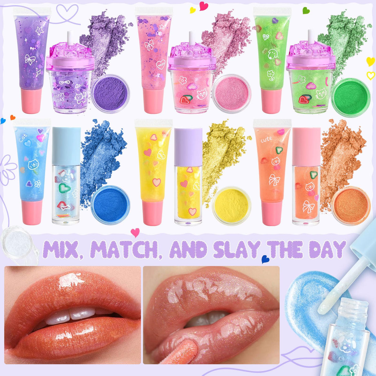 Jcoos DIY Lip Gloss Making Kit, 55PCS Lip Gloss Kit to Make Your Own Lip Gloss, Miost lipgloss base, Lip Gloss Tubes, Lipgloss Sets for Girls, Kids, Beginner Tweens Girls Trendy Stuff Gift for Her Jcoos