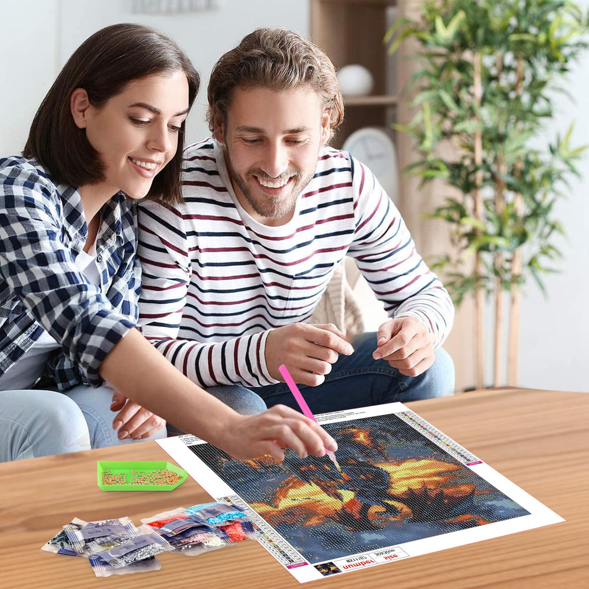 NEWENMO Castles Diamonds Painting Kits for Adults Beginner DIY 5D Dragon Diamond Art Paint with Round Diamonds, Full Drill Gem Art Animal Diamonds Painting for Craft Home Wall Decor 12x12 in NEWENMO