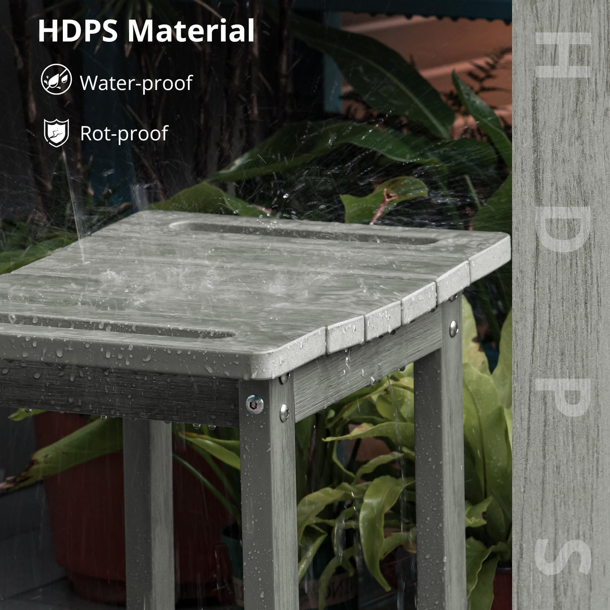 LUE BONA HDPS Shower Benches for Inside Shower, Gray Shower Stool for Shaving Legs with Shelf, Waterproof Shower Chair Seat for Spa Bathroom, Weather Resistant/Non-Slip/Handles/Indoor or Outdoor Use LUE BONA