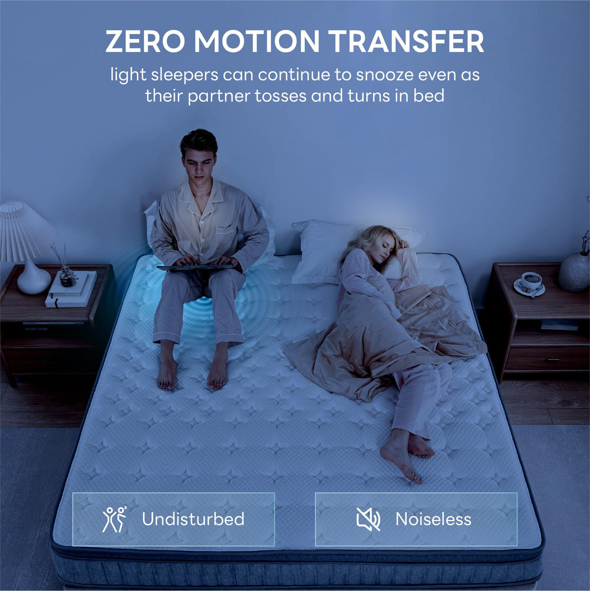 LIKIMIO 10 Inch Queen Size Mattress in a Box, Gel Memory Foam Zoned Hybrid with Cool Ice Silk Cover, Reinforced Edge Individually Pocket Springs, Zero Motion, Medium Firm, SG Made, CertiPUR-US LIKIMIO