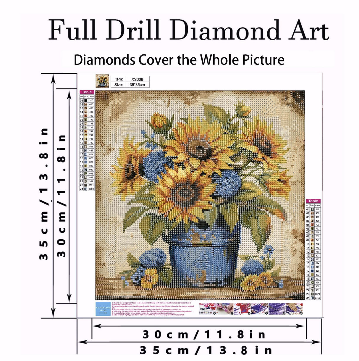 Dlylust Sunflower Diamond Art Painting Kits for Adults - Full Drill Diamond Dots Paintings for Beginners, Round 5D Paint with Diamonds Pictures Gem Art Painting Kits DIY Crafts Kits 12x16inch Dlylust